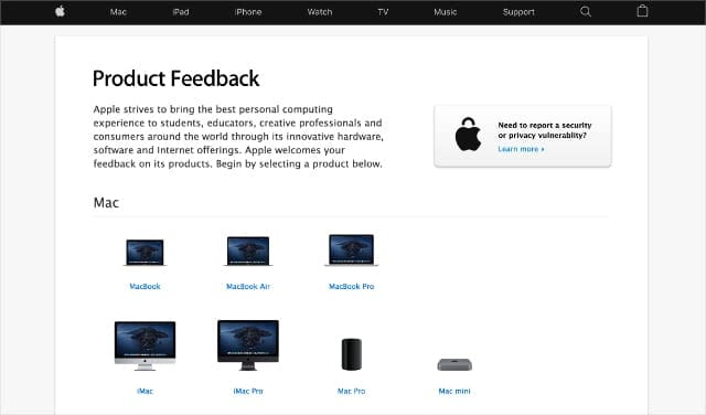 apple safari feedback