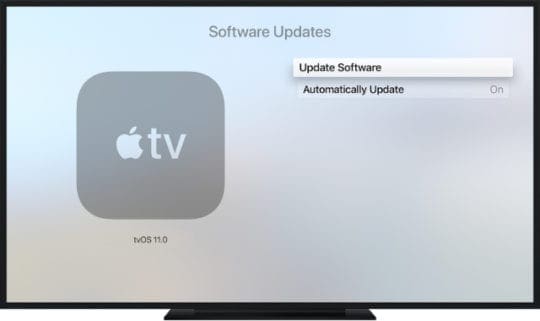 Apple TV Software Update button