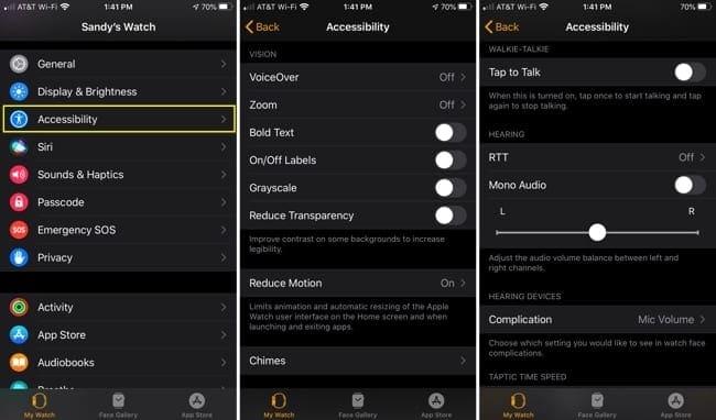 Apple Watch Accessibility Settings