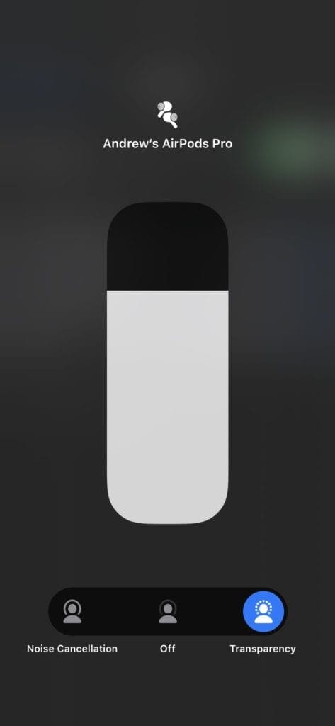 Change Noise Mode AirPods Pro Control Center