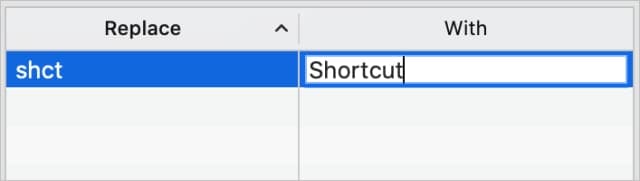 Creating a Text Replacement shortcut in macOS