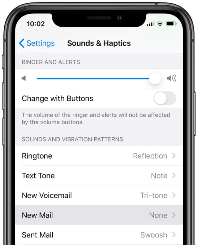 New Mail Notification Sounds from iPhone Settings