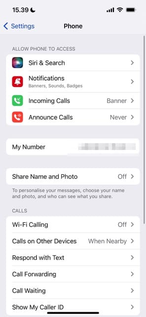 Select Your iPhone Phone Settings