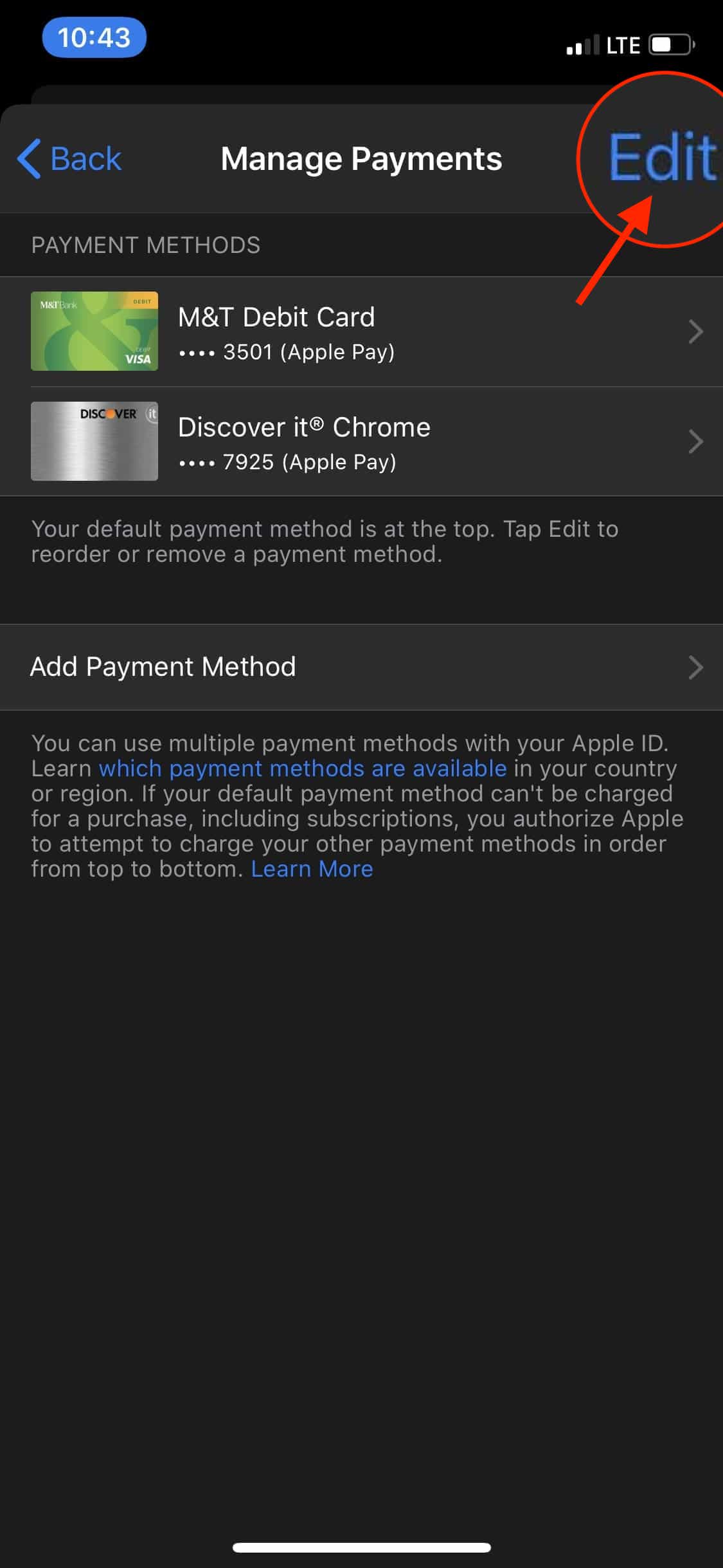 how to update payment info on apple app store