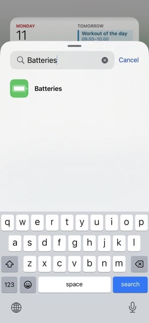 Select Batteries from your list of iOS widgets