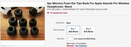 Third-party AirPods Pro Eartips eBay