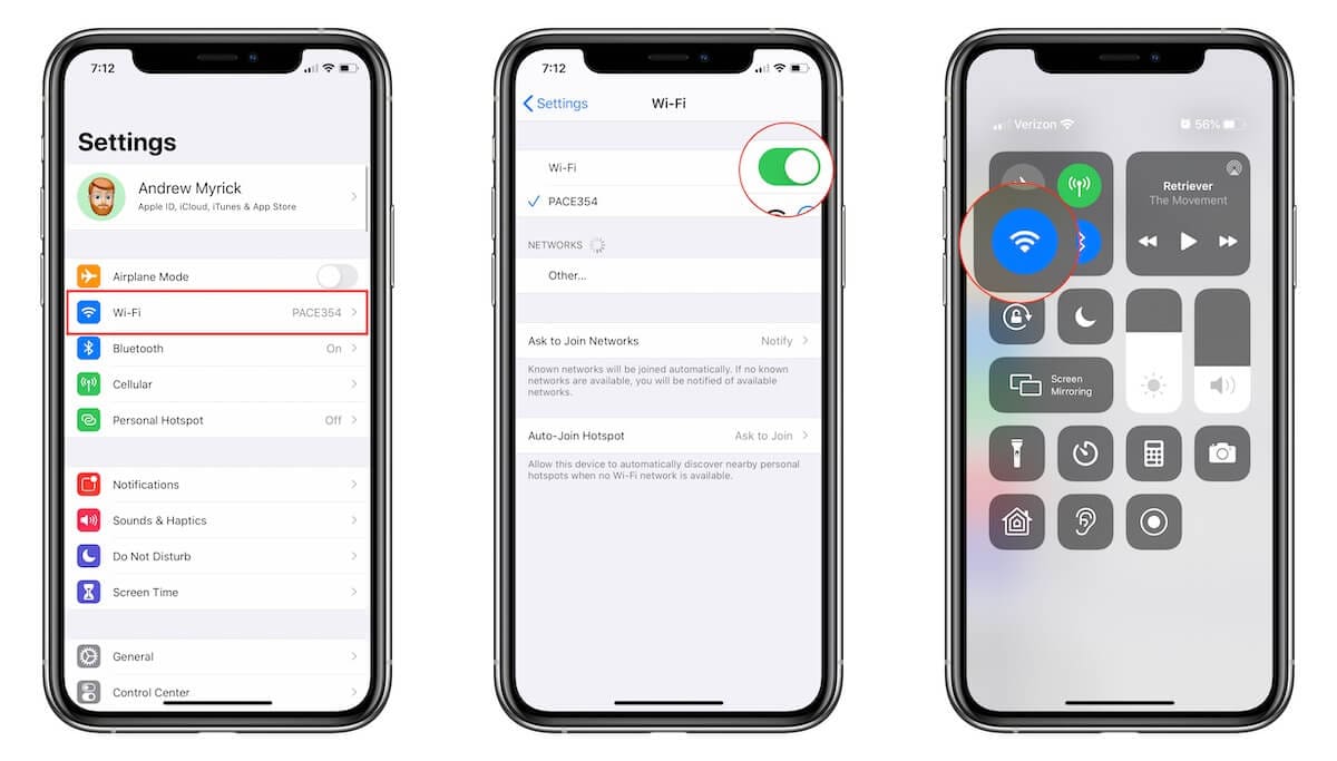 Toggle Wi-Fi On and Off from iPhone 11 Pro