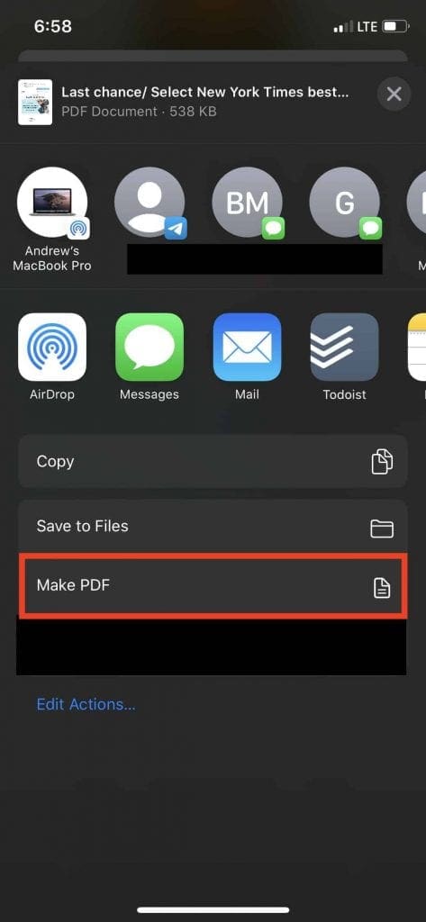 Use New Make PDF Shortcut