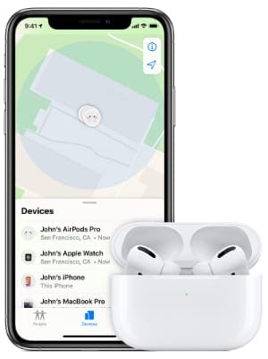 AirPods Pro location in Find My app on iPhone