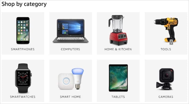 Amazon Renewed Shopping Categories