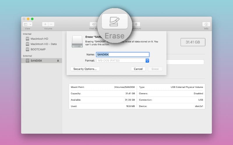 erase and reformat external hard drive mac