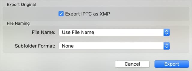 Export unmodified original window from Mac Photos app