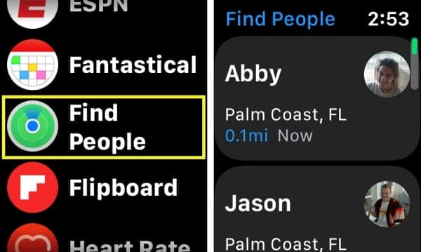 Find People on Apple Watch