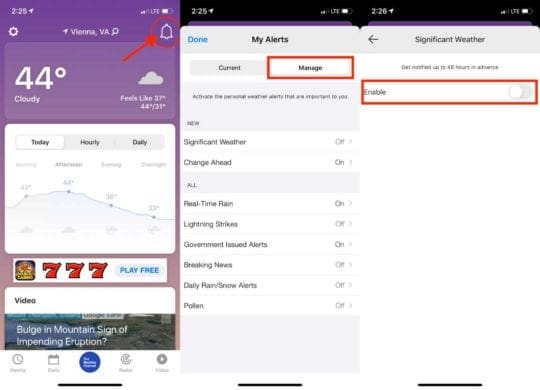 Manage Alerts The Weather Channel App