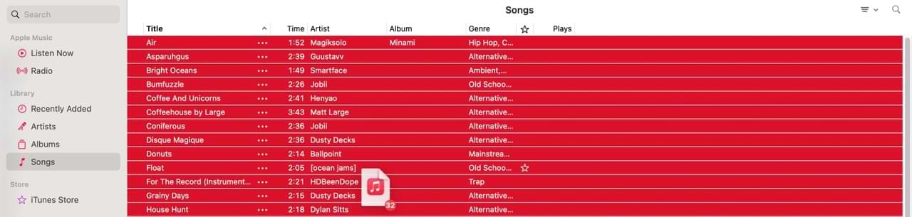 The number of songs appearing in Apple Music 