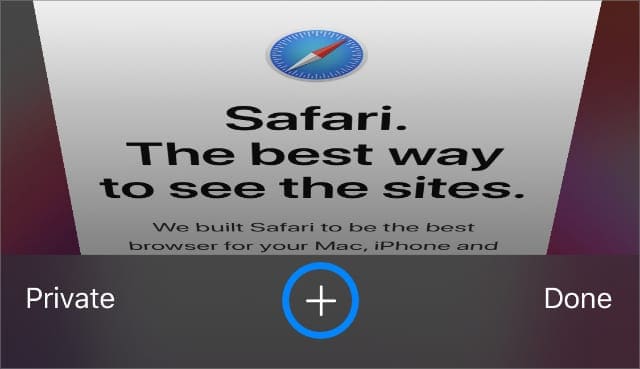 Кнопка Safari New Tab Plus для просмотра недавно закрытых вкладок