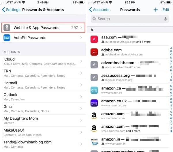 Safari Password List-iPhone