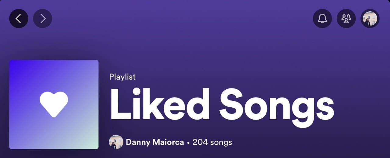 number of liked songs appearing in the spotify app