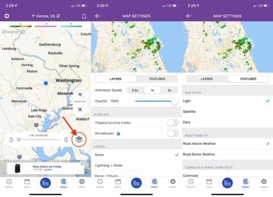The Weather Channel Radar Layer Settings