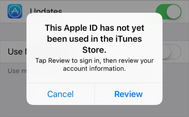 this apple id has not yet been used