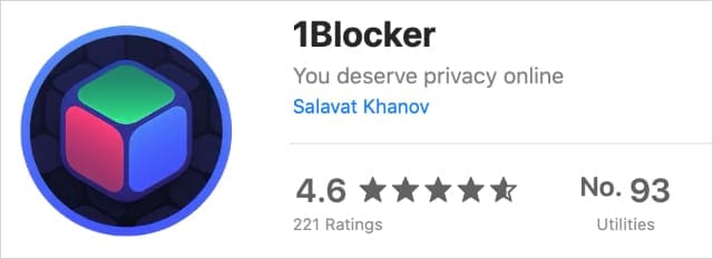 1Blocker extension on Mac App Store