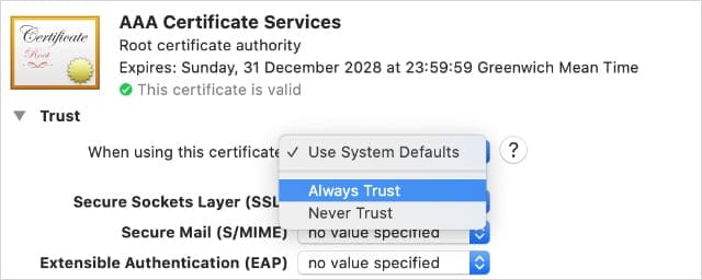 how to verify server certificate for gmail on mac