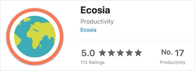 Ecosia extension in Mac App Store