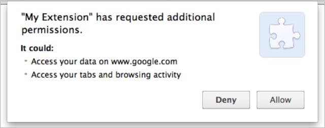 Google Chrome extension asking for permission