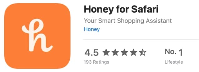Honey extension on Mac App Store