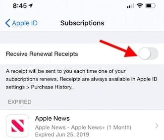 Stop subscription renewal emails from Apple