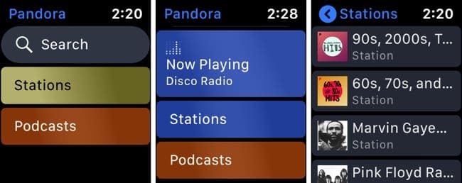 Pandora Main Stations-Apple Watch