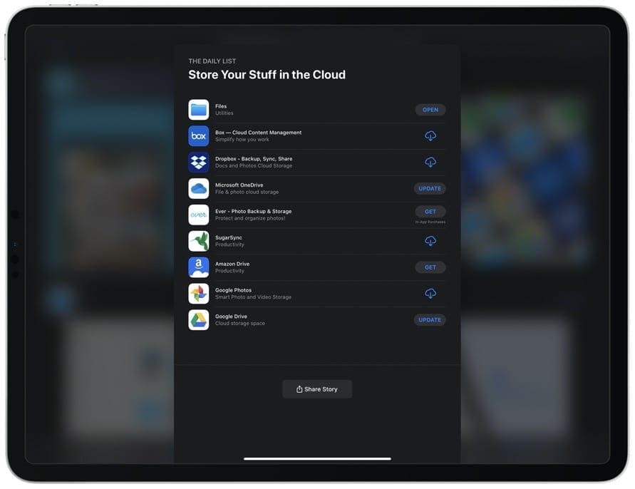 Cloud Services App Store iPad