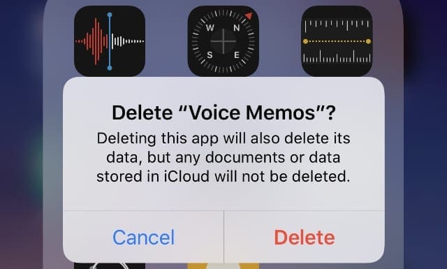 Delete Voice Memos alert from iPhone