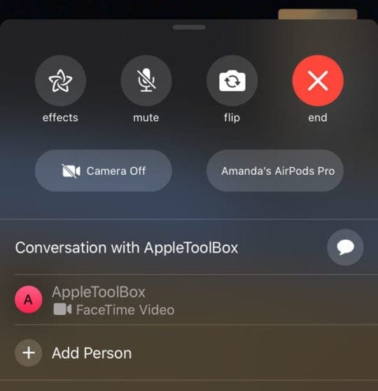 During a FaceTime call, tap the screen to open the controls, swipe up from the top of the controls, then tap Add Person.