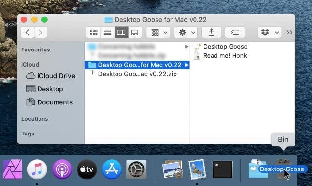 Переместить приложение Desktop Goose в корзину
