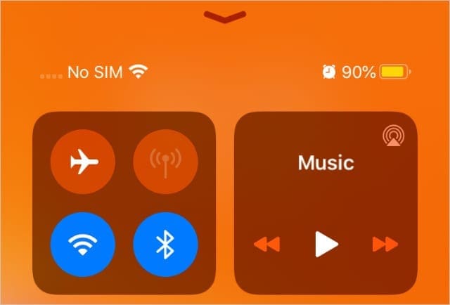 Status icons in Control Center on older iPhone