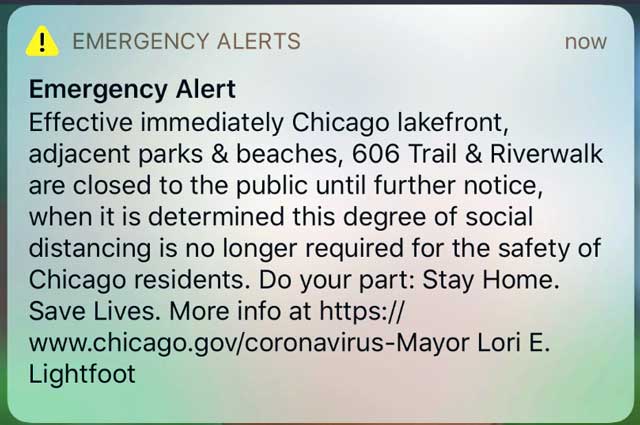 emergency alert from local city government