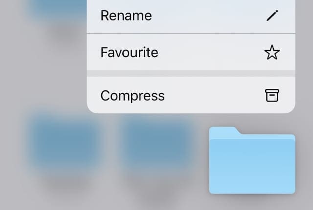 Compress option from Files app on iPhone