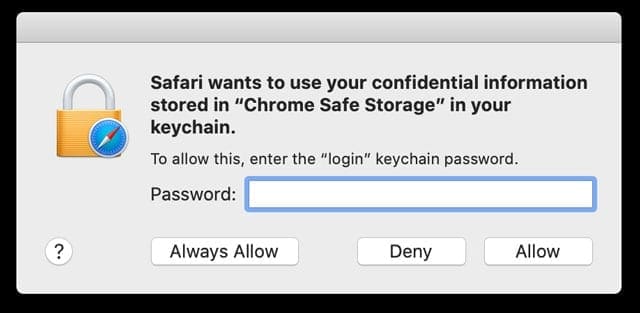 allow iCloud keychain to store chrome passwords and safe storage information