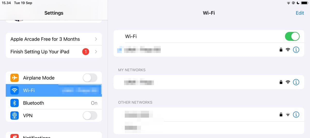 Connect to Wi-Fi on iPad Screenshot