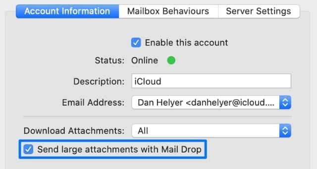Send large attachments with Mail Drop option in Mac Mail app