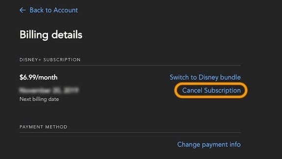 cancel Disney+ using Disney website