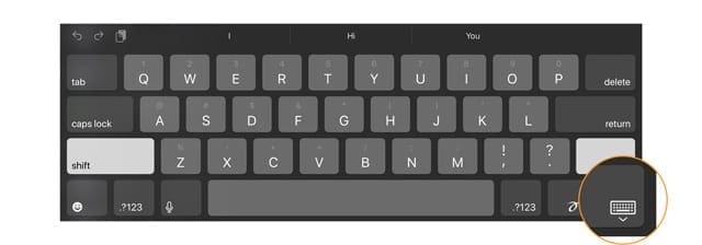 keyboard icon in on-screen iPad keyboard