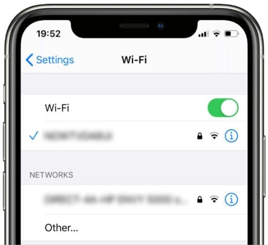 iPhone 11 Pro Wi-Fi settings