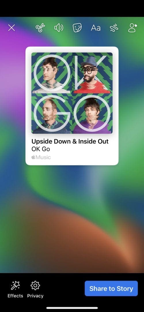 Facebook story created by Apple Music