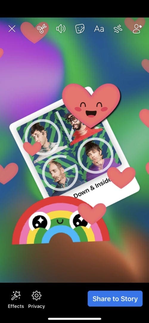 Facebook story with stickers
