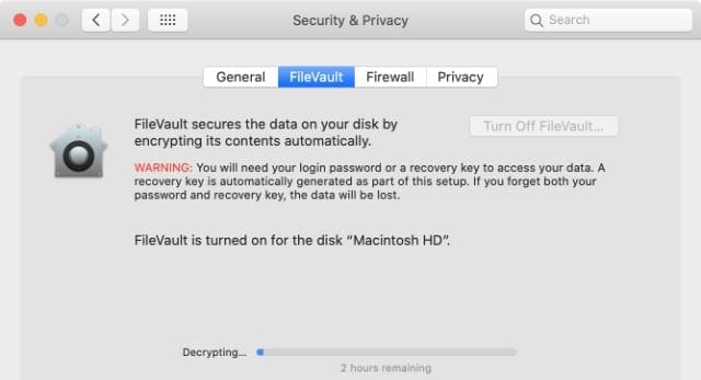 FileVault decrypting progress bar