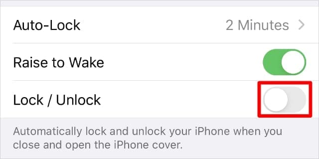 Lock : Unlock option in iPhone Display & Brightness settings