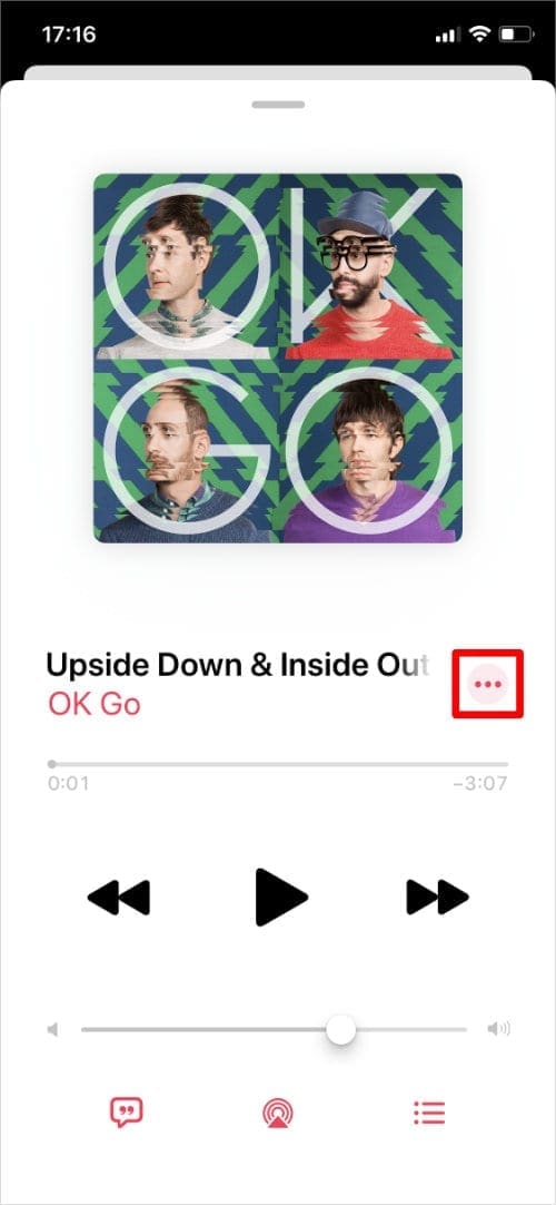 Three dot button from Apple Music Now Playing