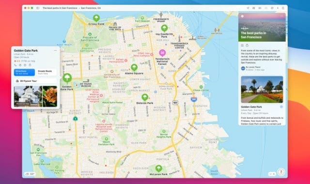 Apple Maps app in macOS Big Sur